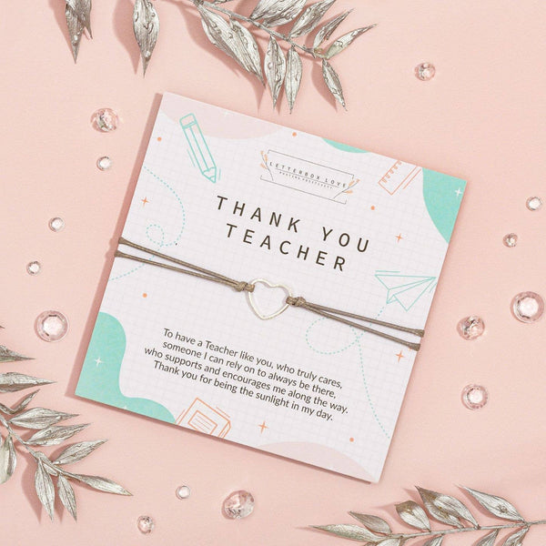 Thank you Teacher Wish Bracelet Gift