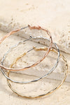 Brass Textured Hoop Earrings - 3 Colors
