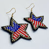 USA Star Dangle Hook Earrings