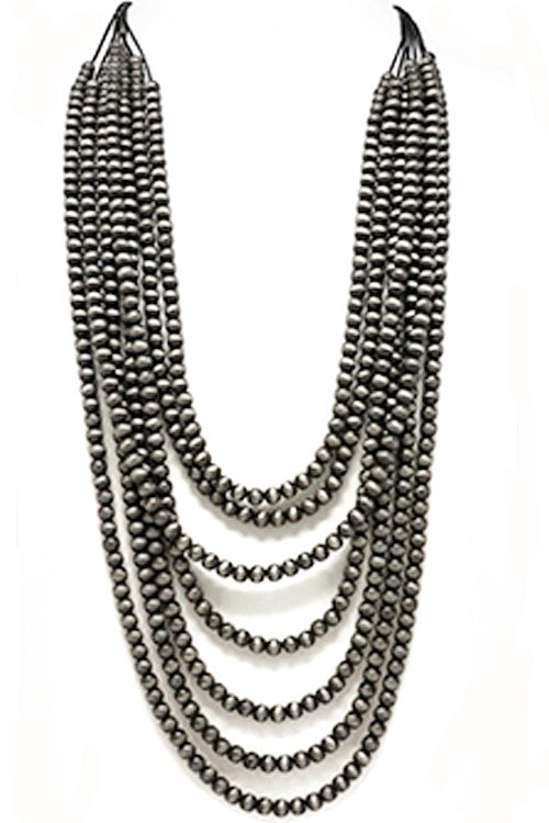 Multi Strand Western Navajo Pearl Cord Necklace