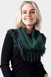 Two Tone Mini Tube Tassel Fringe Infinity Scarf - 2 Colors