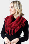Two Tone Mini Tube Tassel Fringe Infinity Scarf - 2 Colors