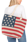 American Flag Print Rope Handle Tote Bag