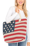 American Flag Print Rope Handle Tote Bag