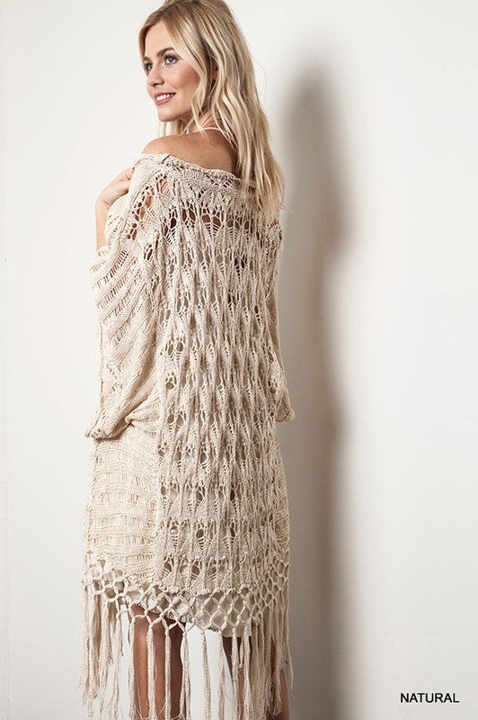 BEST SELLER Crochet Knit Fringe Sweater - 3 Colors
