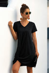Desk to Dinner V Neck Short Sleeve Tee Dress