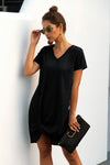Desk to Dinner V Neck Short Sleeve Tee Dress