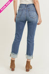 SALE Risen High Rise Straight Cuff Distressed Leg Jeans - Curvy Size