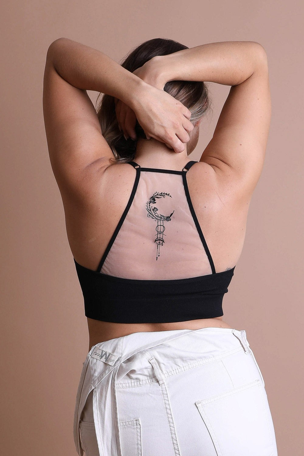 Crescent Moon Dream Catcher Tattoo Mesh Bralette - 3 Colors
