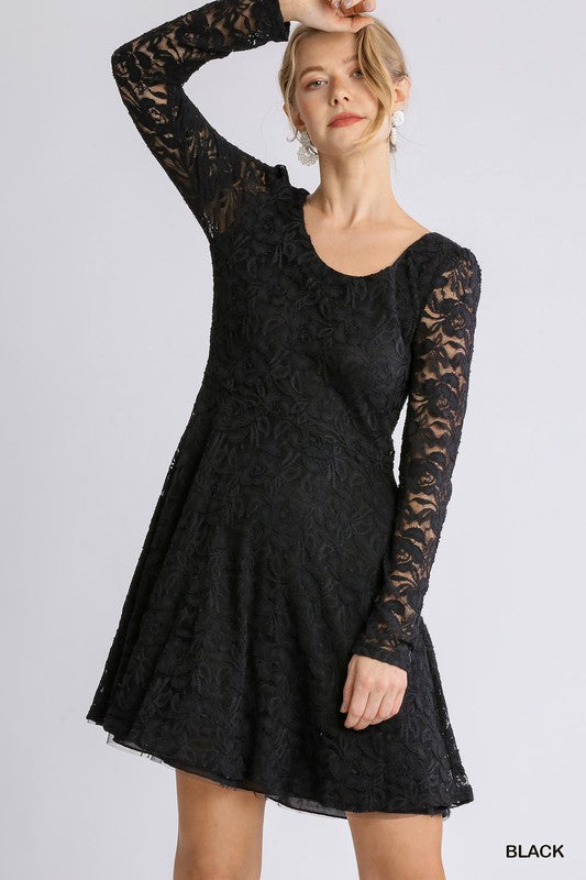 Stretch Lace Fit and Flare Dress