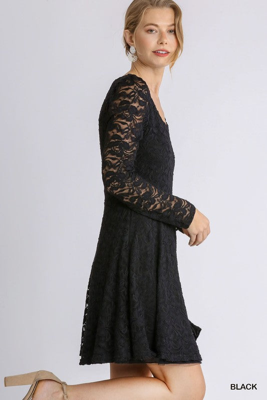 Stretch Lace Fit and Flare Dress