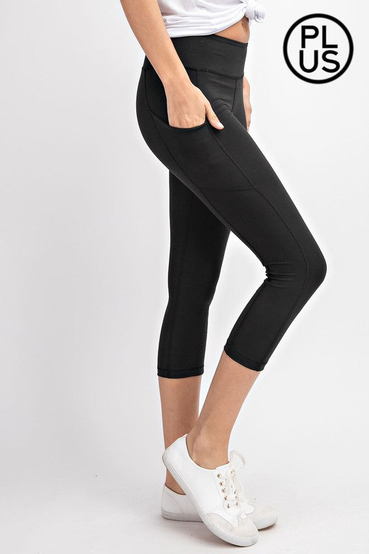 BLACK FRIDAY Capri Length Yoga Pants with Pockets - Curvy Size