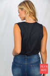 SALE Sleeveless Surplice Wrap Bodysuit - Curvy - 4 Colors