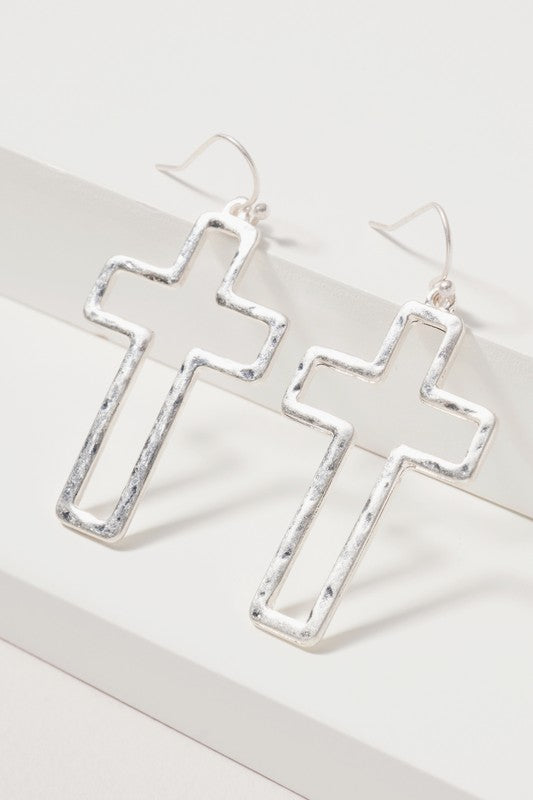 Cross Metal Dangling Earrings - 2 Colors