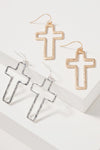 Cross Metal Dangling Earrings - 2 Colors