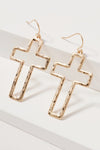 Cross Metal Dangling Earrings - 2 Colors