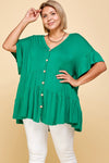 Ruffle Green Babydoll Tunic - Curvy size