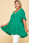Ruffle Green Babydoll Tunic - Curvy size