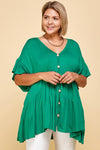 Ruffle Green Babydoll Tunic - Curvy size