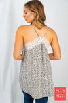 Cheetah Print Lace Trim Woven Top - Curvy Size