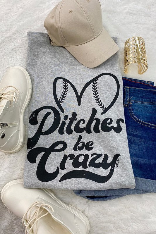 Bella Canvas Pitches Be Crazy, Baseball, Heart