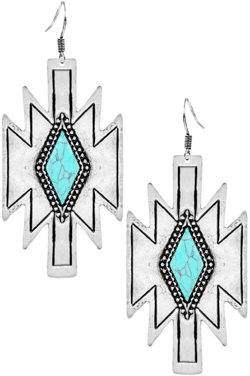 Western Concho Aztec Casting Gemstone Earring