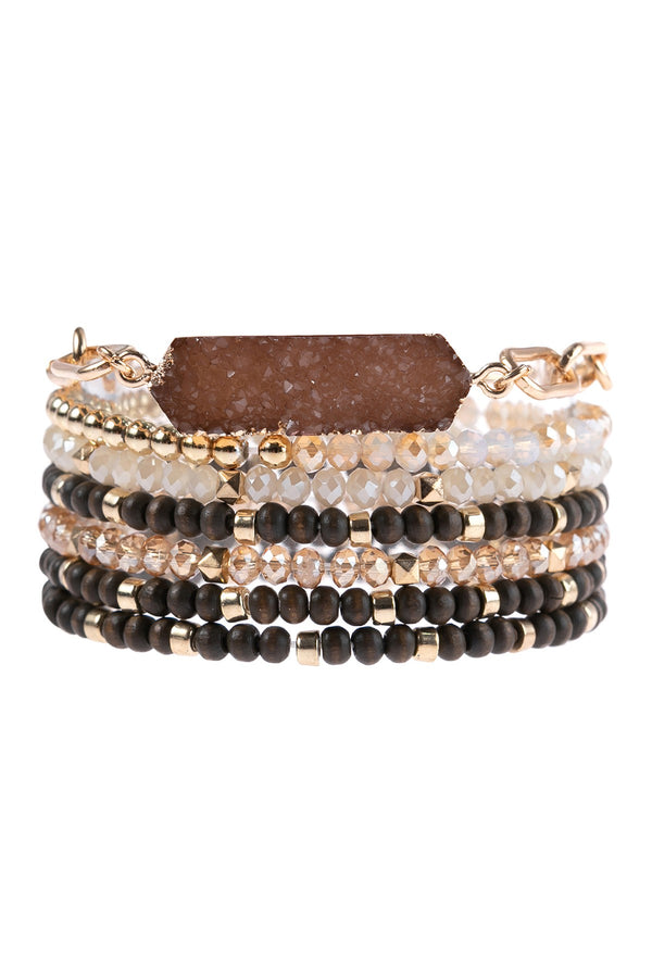 Beaded Stone Charm Bracelet Set