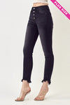 NEW Risen Mid-Rise Button Fly Raw Hem Skinny - Curvy Size