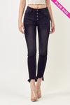 NEW Risen Mid-Rise Button Fly Raw Hem Skinny - Curvy Size