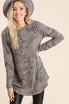 Long Sleeve Camp Print Top
