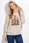 Leopard cactus dolman hoodie long sleeve top