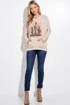 Leopard cactus dolman hoodie long sleeve top