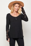 NEW Lightweight Knit Top Lace Trip Sleeve