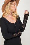NEW Lightweight Knit Top Lace Trip Sleeve