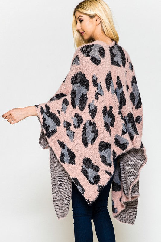 Pink Leopard Sweater Cardigan