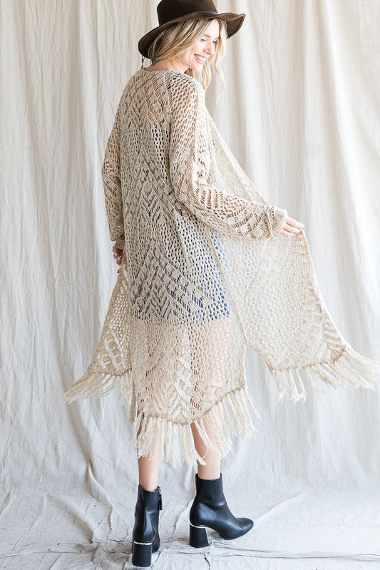 Soft Knit Cardigan with Fringes