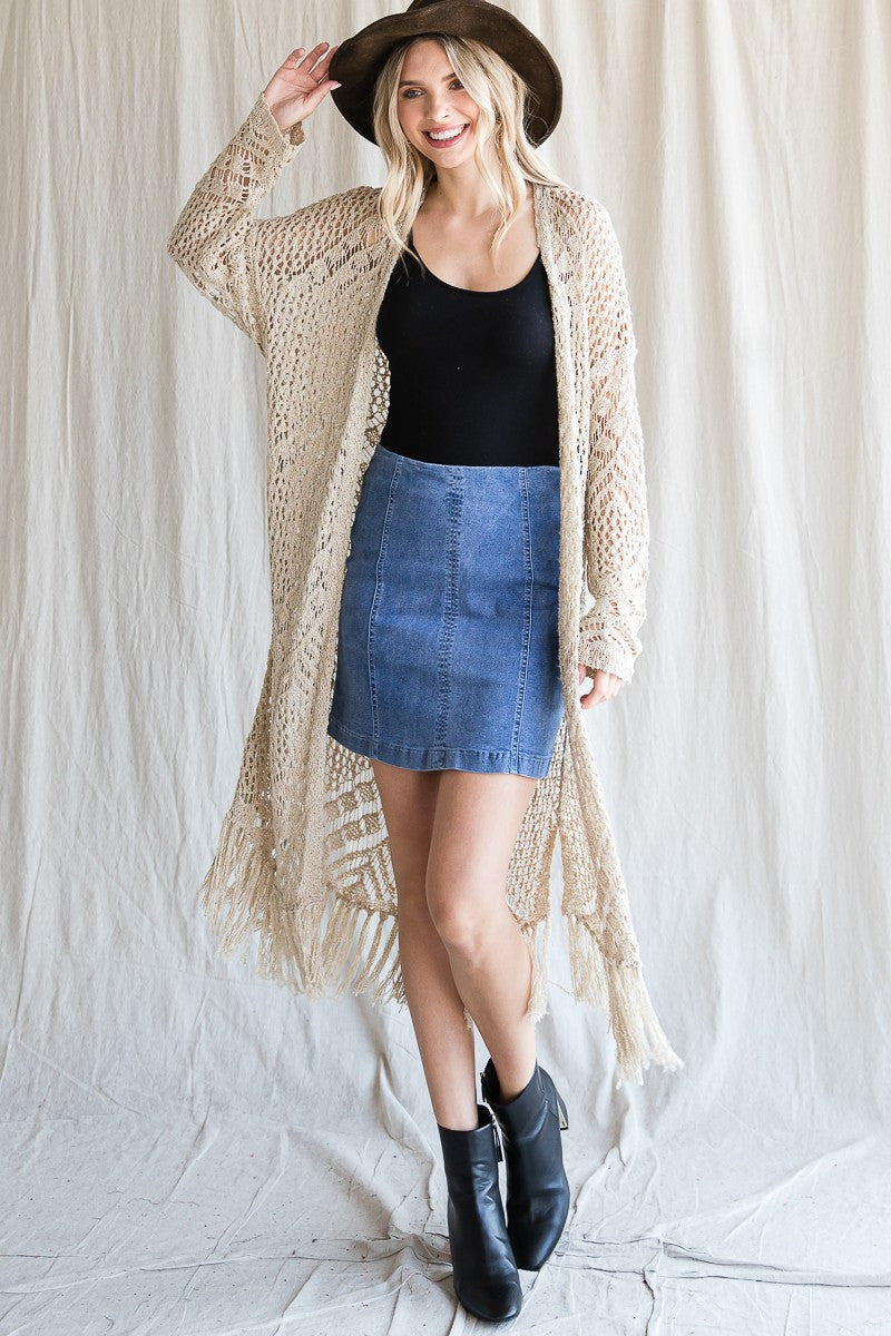 Soft Knit Cardigan with Fringes