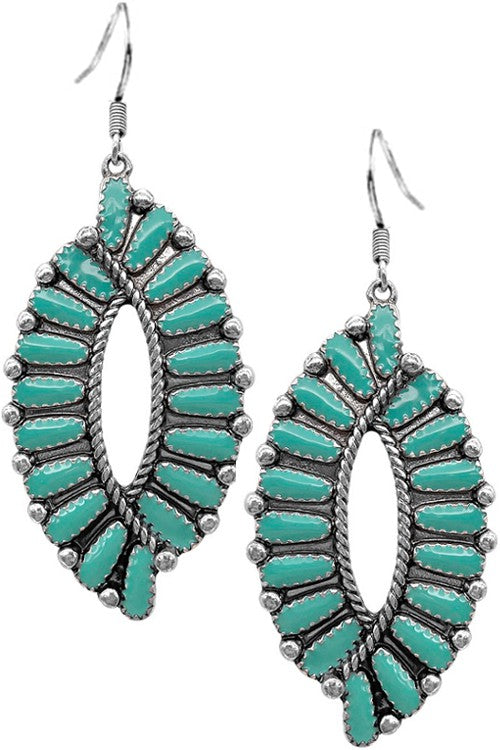 Western Concho Marquis Shape Epoxy Earring