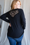 NEW Crochet Back Long Sleeve Top - Curvy Size
