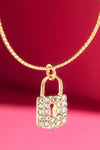 Pave Crystal Pad Locket and Brass Necklace