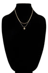 Pave Crystal Pad Locket and Brass Necklace