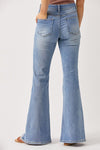 Risen High Rise Distressed Flare Jeans