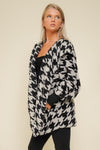 Soft and Cozy Houndstooth Hoodie Sherpa Jacket