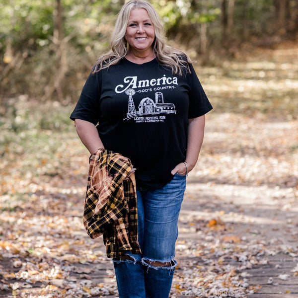 America Gods Country Black Graphic Tee
