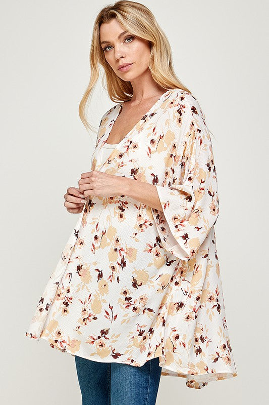 NEW Floral Printed Mid Sleeve Lightweight Cardigan