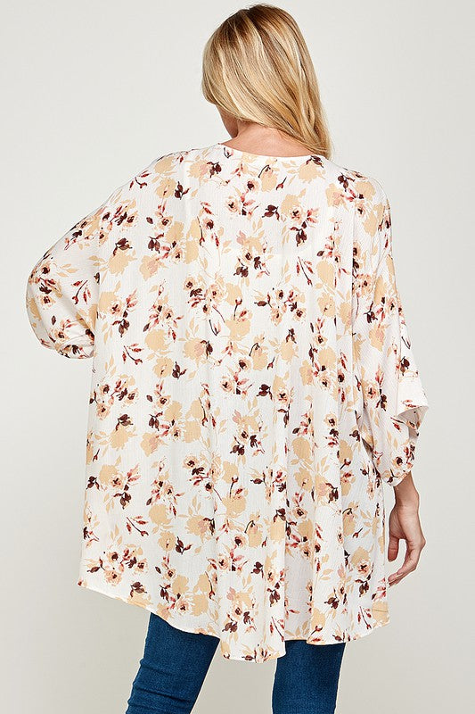 NEW Floral Printed Mid Sleeve Lightweight Cardigan