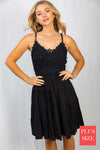 Sleeveless Solid Knit Crochet Bodice Dress - Curvy Size