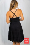 Sleeveless Solid Knit Crochet Bodice Dress - Curvy Size