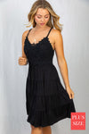 Sleeveless Solid Knit Crochet Bodice Dress - Curvy Size