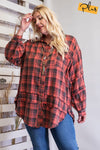 Mineral Washed Plaid Shirt - Curvy Size